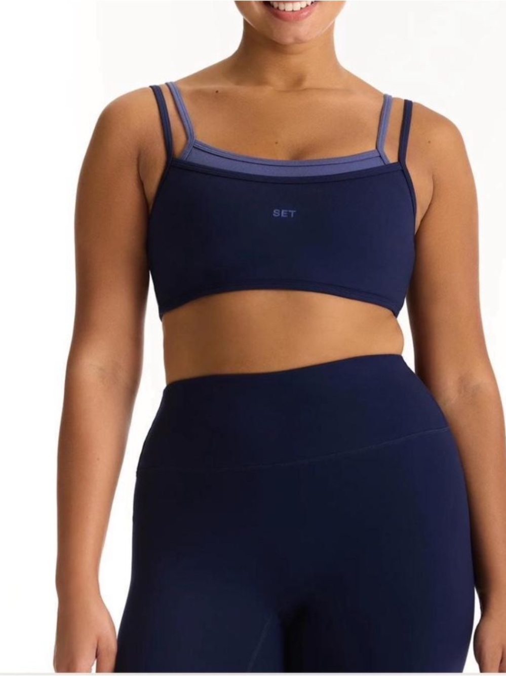 SET Active Navy Double Layer FormCloud Bra & Leggings Set